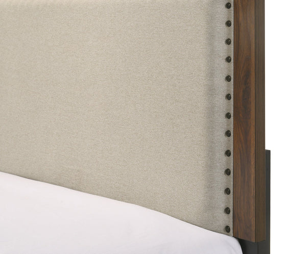 Millie Brown Contemporary Solid Wood And Veneers Fabric Panel Upholstered Bedroom Set