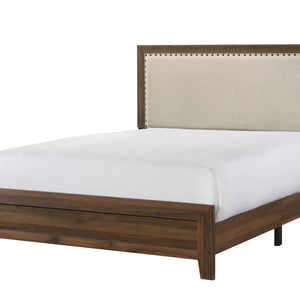 Millie Brown Contemporary Solid Wood And Veneers Fabric Panel Upholstered Bedroom Set