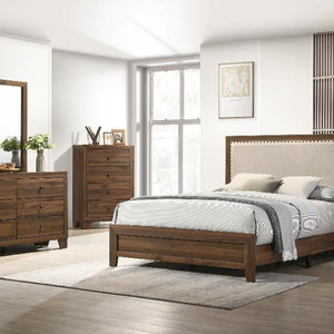 Millie Brown Contemporary Solid Wood And Veneers Fabric Panel Upholstered Bedroom Set