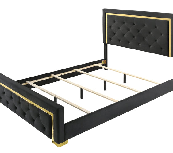 Pepe Black Sleek And Modern Contemporary Fabric Upholstered Tufted Panel Bedroom Set