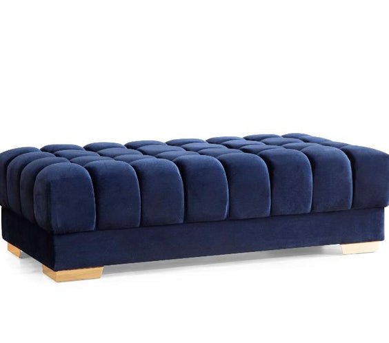 Ariana Navy Velvet Rectangle Ottoman