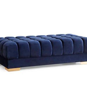 Ariana Navy Velvet Rectangle Ottoman