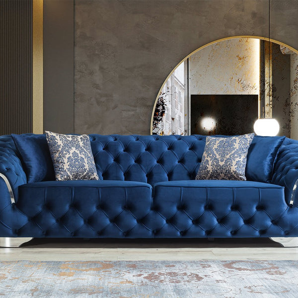 Lupino Blue Velvet Sofa & Loveseat - Luna Furniture