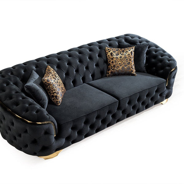 Lupino Black Velvet Sofa & Loveseat - Luna Furniture