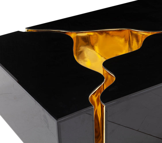 Dream Glass Black/Gold 3-Piece Coffee Table