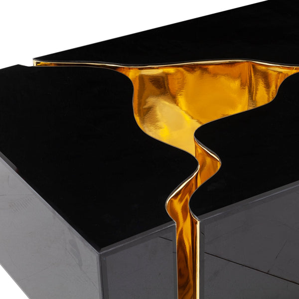 Dream Glass Black/Gold 3-Piece Coffee Table