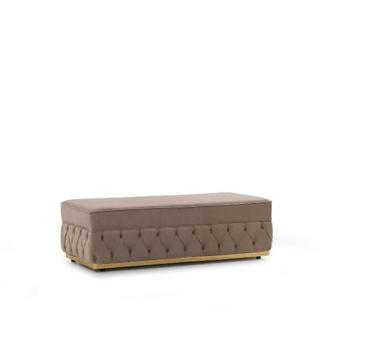 Jester Cream Velvet Rectangle Ottoman