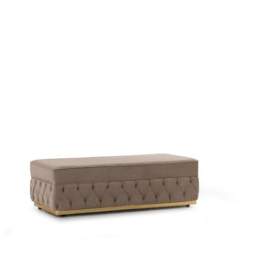 Jester Cream Velvet Rectangle Ottoman