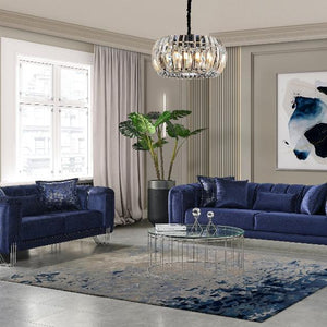 Santana Navy Velvet Sofa & Loveseat