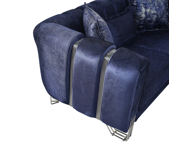 Santana Navy Velvet Sofa & Loveseat