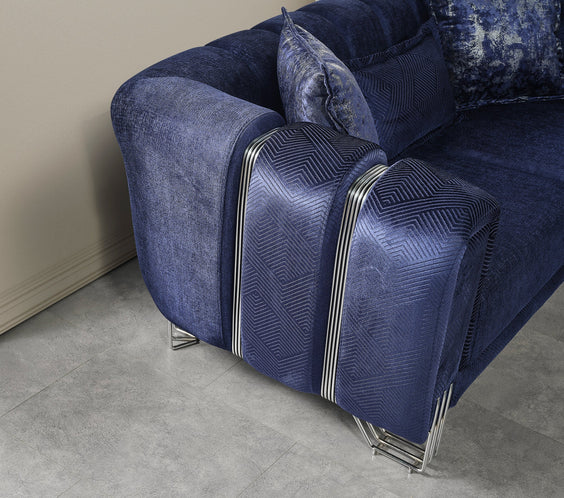 Santana Navy Velvet Sofa & Loveseat