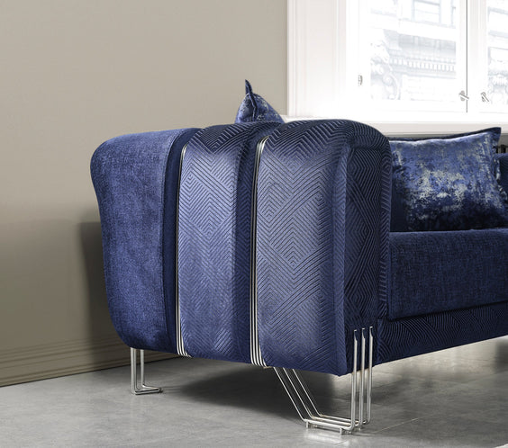 Santana Navy Velvet Sofa & Loveseat