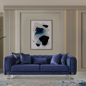 Santana Navy Velvet Sofa & Loveseat