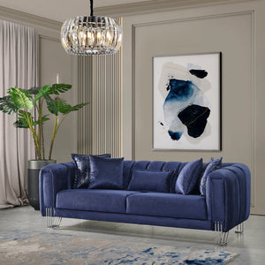 Santana Navy Velvet Sofa & Loveseat