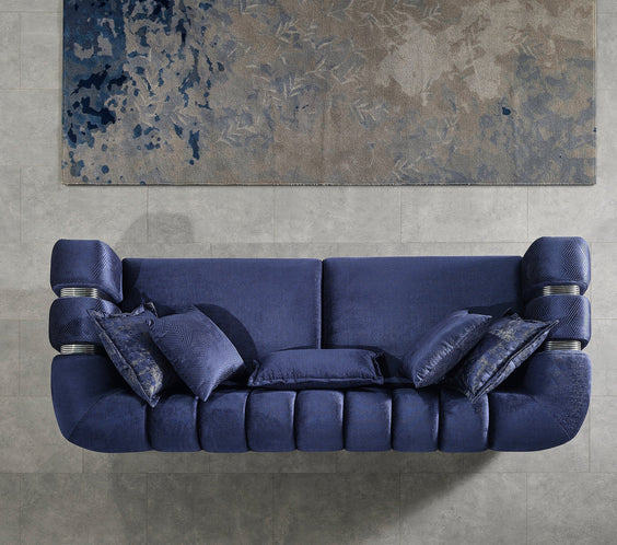 Santana Navy Velvet Sofa & Loveseat