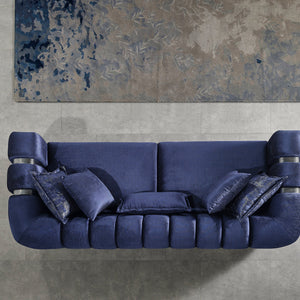 Santana Navy Velvet Sofa & Loveseat