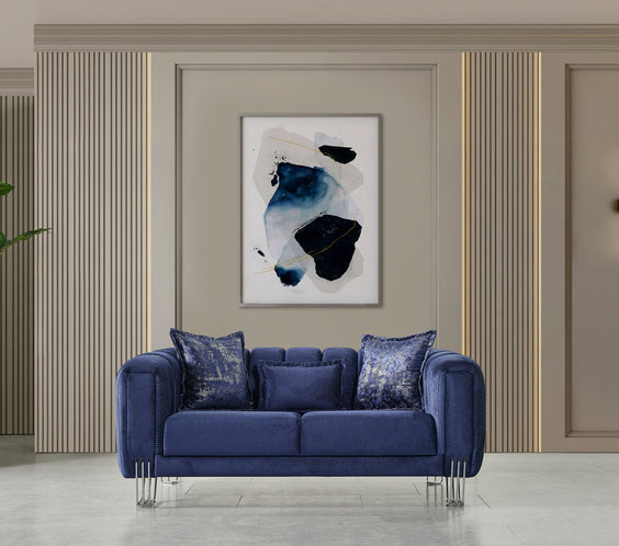 Santana Navy Velvet Sofa & Loveseat