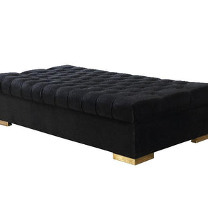 Lauren Black Velvet Rectangle Ottoman