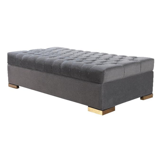 Lauren Gray Velvet Rectangle Ottoman