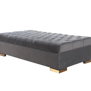 Lauren Gray Velvet Rectangle Ottoman