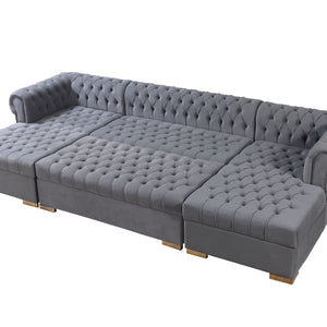 Lauren Gray Velvet Rectangle Ottoman