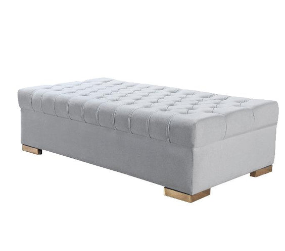 Lauren Pearl Velvet Rectangle Ottoman
