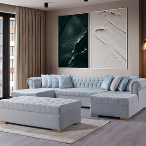 Lauren Pearl Velvet Rectangle Ottoman