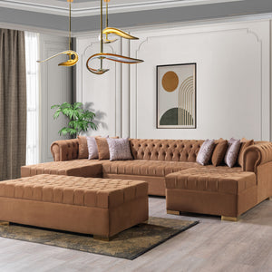 Lauren Mocha Velvet Rectangle Ottoman