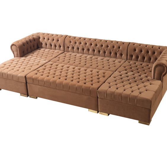 Lauren Mocha Velvet Rectangle Ottoman
