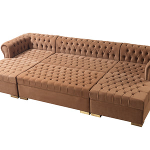 Lauren Mocha Velvet Rectangle Ottoman