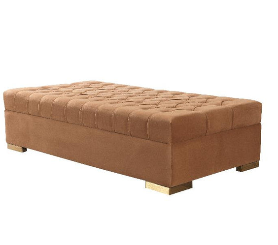 Lauren Mocha Velvet Rectangle Ottoman
