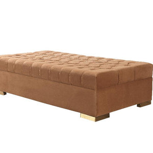 Lauren Mocha Velvet Rectangle Ottoman