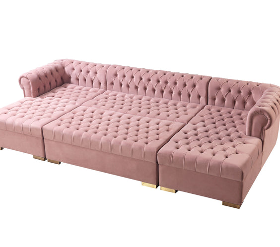 Lauren Pink Velvet Double Chaise Sectional