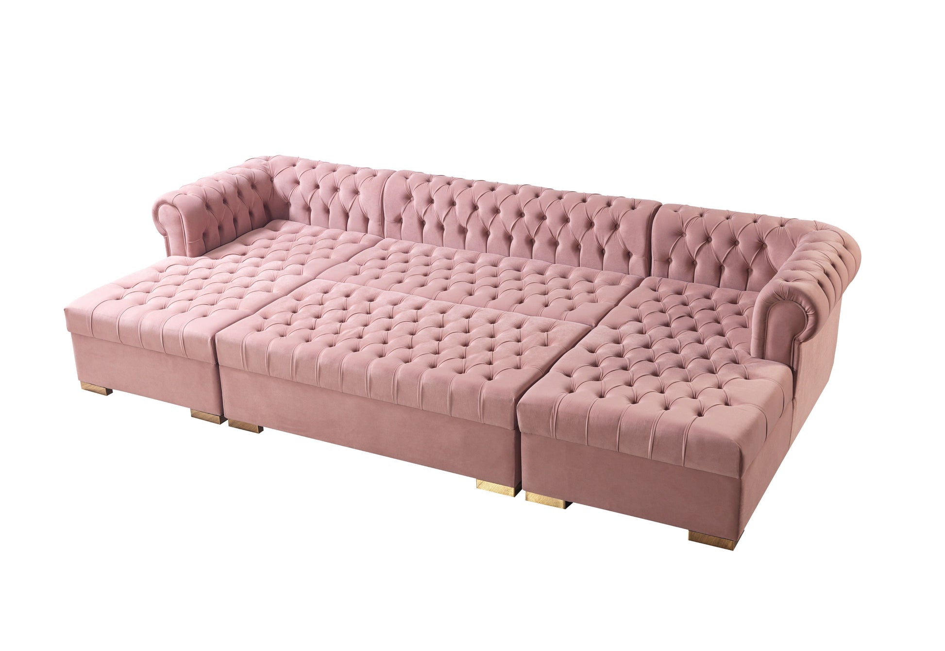 Lauren Pink Velvet Double Chaise Sectional