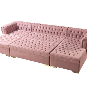 Lauren Pink Velvet Double Chaise Sectional