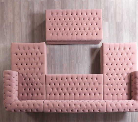 Lauren Pink Velvet Double Chaise Sectional