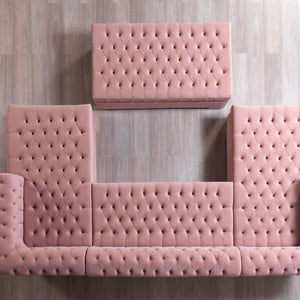 Lauren Pink Velvet Double Chaise Sectional