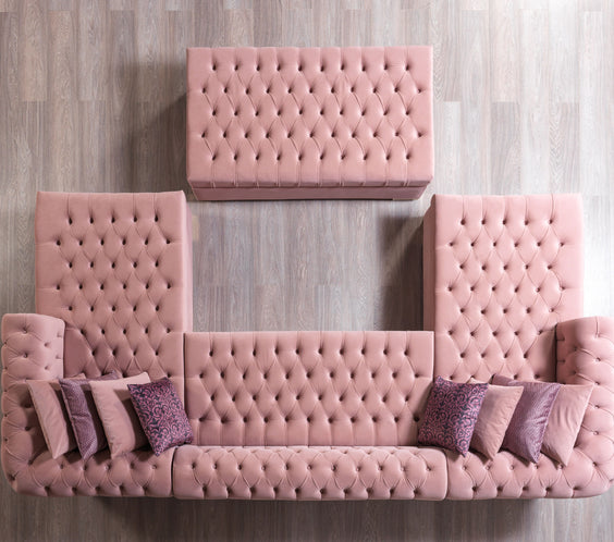 Lauren Pink Velvet Double Chaise Sectional