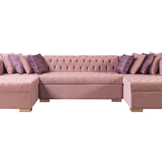 Lauren Pink Velvet Double Chaise Sectional
