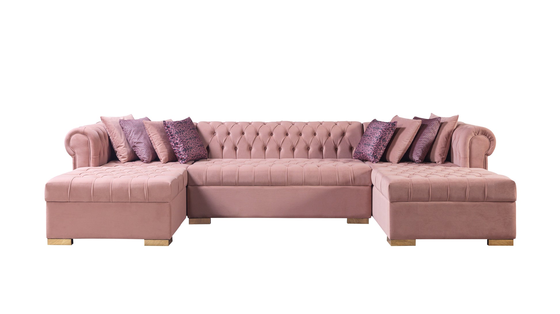 Lauren Pink Velvet Double Chaise Sectional