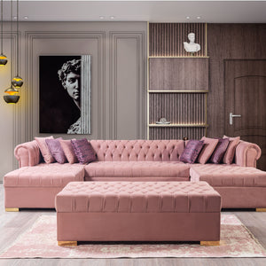 Lauren Pink Velvet Double Chaise Sectional