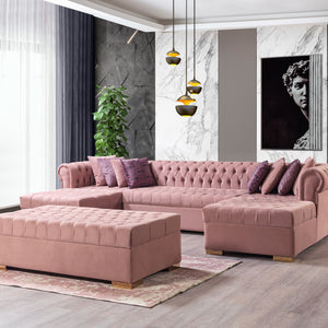 Lauren Pink Velvet Double Chaise Sectional
