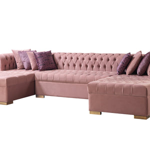 Lauren Pink Velvet Double Chaise Sectional