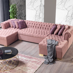 Lauren Pink Velvet Double Chaise Sectional