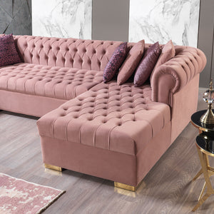 Lauren Pink Velvet Double Chaise Sectional