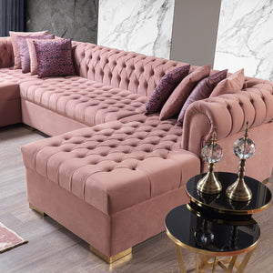 Lauren Pink Velvet Double Chaise Sectional