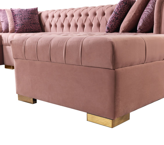 Lauren Pink Velvet Double Chaise Sectional