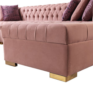 Lauren Pink Velvet Double Chaise Sectional