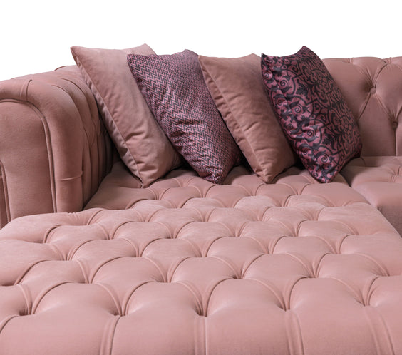 Lauren Pink Velvet Double Chaise Sectional