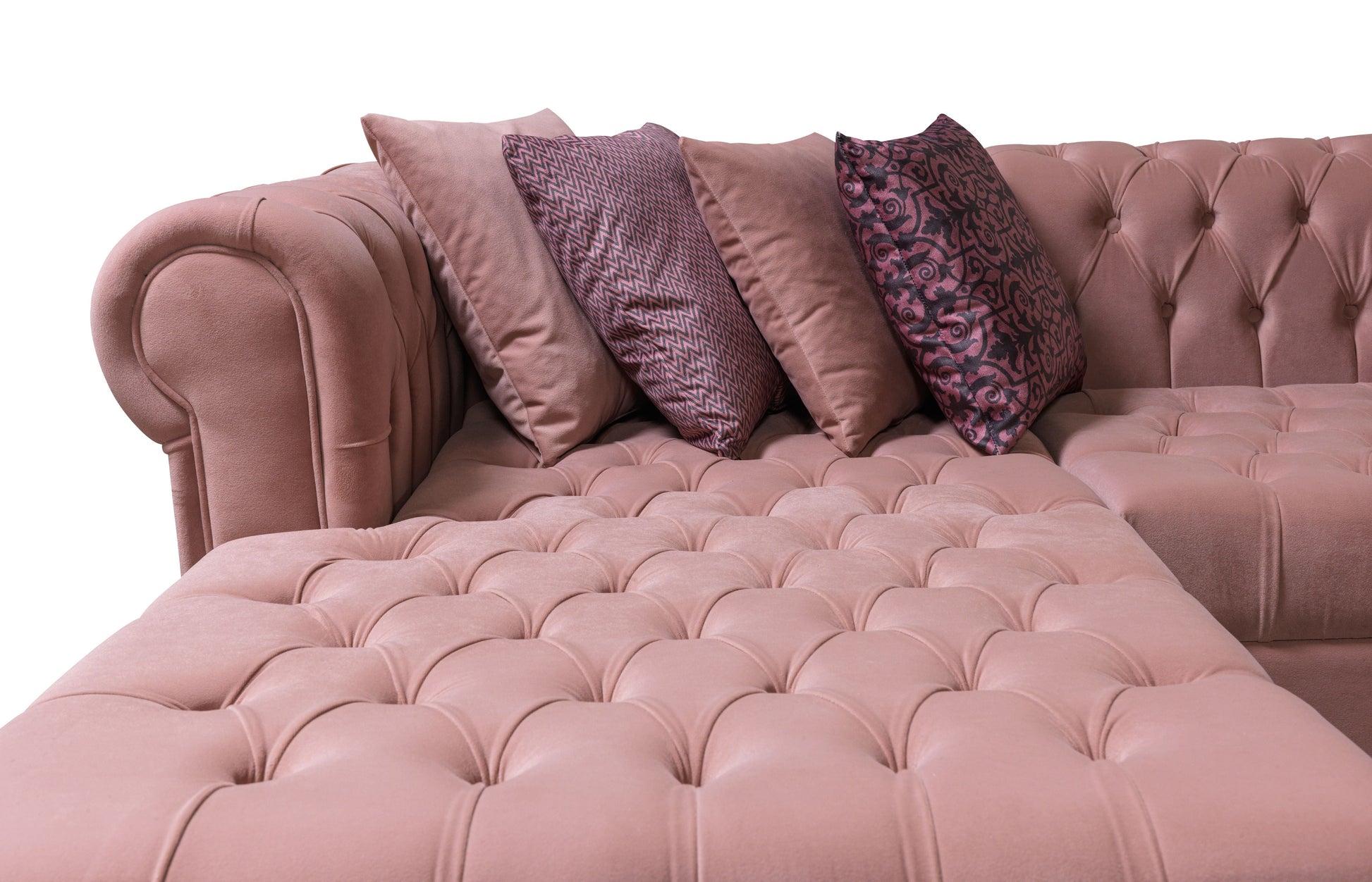 Lauren Pink Velvet Double Chaise Sectional